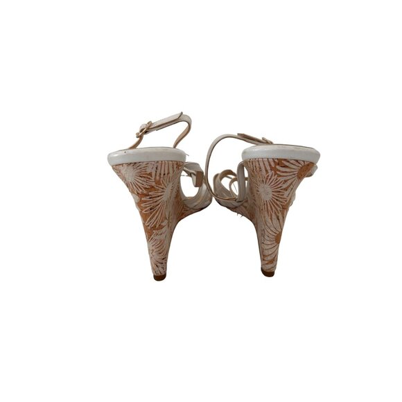 ALEXANDRA NEEL White Leather Floral Sandals Wedges Size 37 / 7 - Picture 2 of 6